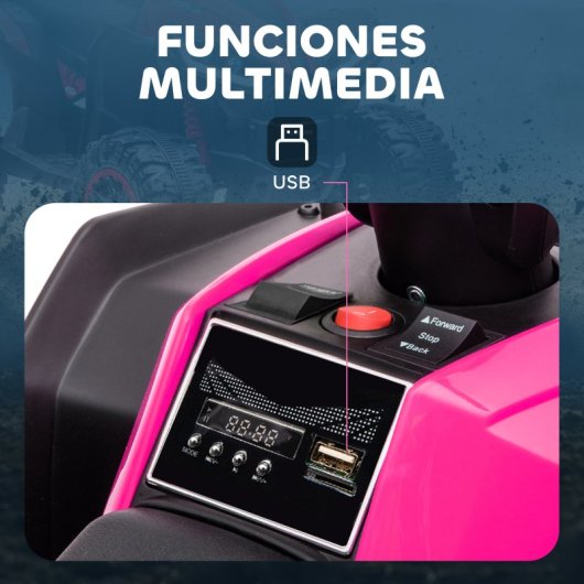 Homcom Quad Eléctrico Para Niños 3-5 Años 12v Con 2 Motores Faros Bocina Rosa