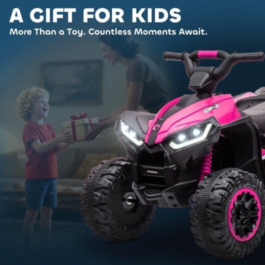 Homcom Quad Eléctrico Para Niños 3-5 Años 12v Con 2 Motores Faros Bocina Rosa
