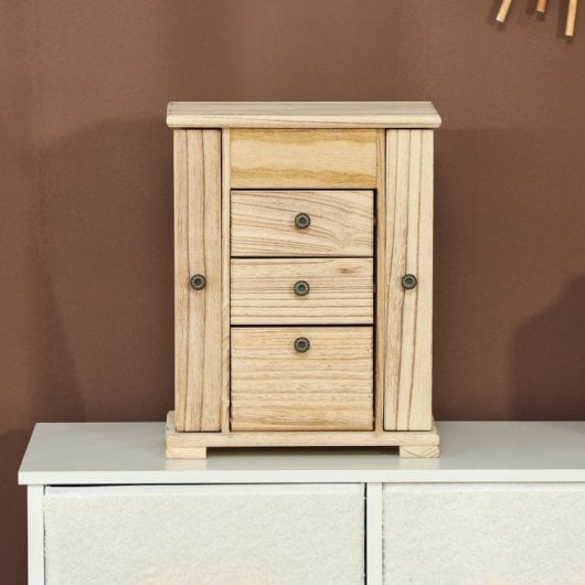 Homcom Caja Joyero De Madera De 4 Niveles Con 2 Cajones Espejo Natural