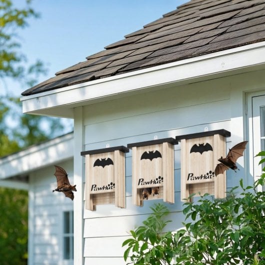 Pawhut Pack De 3 Casas Para Murciélagos De Madera Para Exterior Jardín Natural