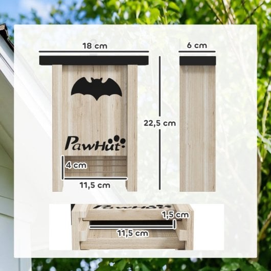 Pawhut Pack De 3 Casas Para Murciélagos De Madera Para Exterior Jardín Natural