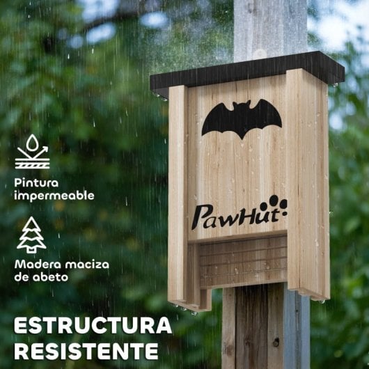 Pawhut Pack De 3 Casas Para Murciélagos De Madera Para Exterior Jardín Natural