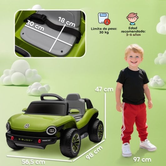 Aiyaplay Coche Eléctrico Para Niños De +3 Años Volkswagen E-buggy Verde