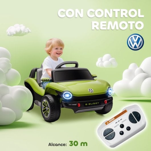 Aiyaplay Coche Eléctrico Para Niños De +3 Años Volkswagen E-buggy Verde