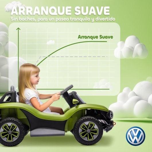Aiyaplay Coche Eléctrico Para Niños De +3 Años Volkswagen E-buggy Verde