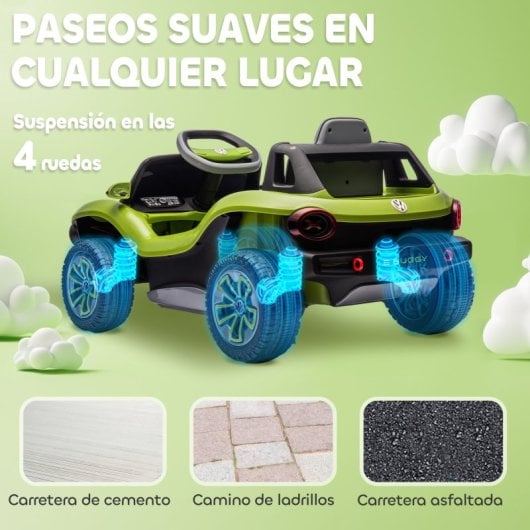 Aiyaplay Coche Eléctrico Para Niños De +3 Años Volkswagen E-buggy Verde