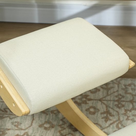 Homcom Silla Ergonómica De Rodillas De Madera 55x85x55 Cm Crema