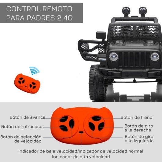 Homcom Coche Eléctrico Para Niños +3 Años 2 Motores Control Remoto 100x65x72 Cm