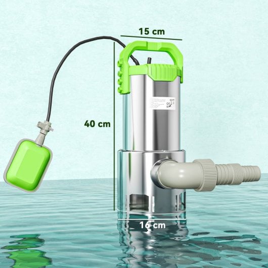 Outsunny Bomba De Aguas Sucias 1100w Con Capacidad De 18000 L/h Y Interruptor