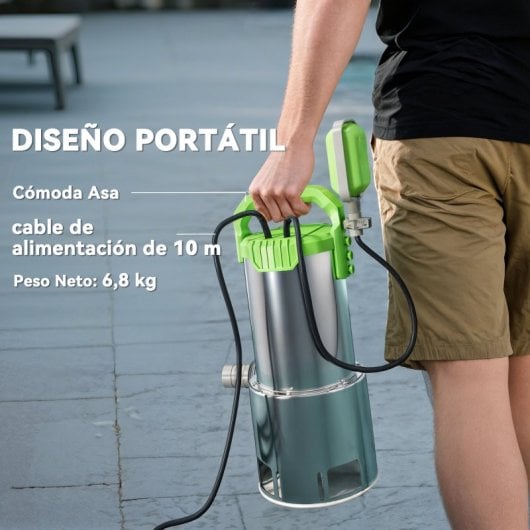 Outsunny Bomba De Aguas Sucias 1100w Con Capacidad De 18000 L/h Y Interruptor