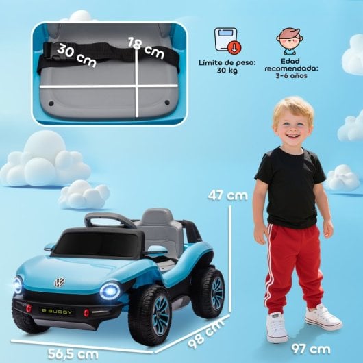 Aiyaplay Coche Eléctrico Para Niños De +3 Años Volkswagen E-buggy Azul