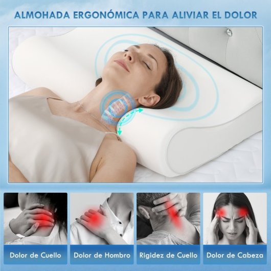 Homcom Almohada Cervical Y Cuello De Espuma Viscoelástica Con Diseño Ergonómico