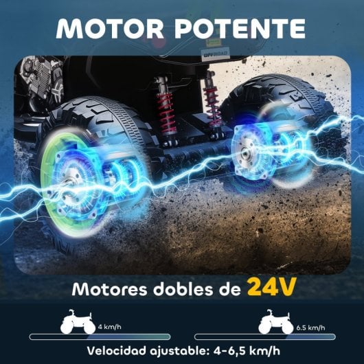 Aiyaplay Quad Eléctrico Para Niños De 3-8 Años 24v Con 2 Motores Verde
