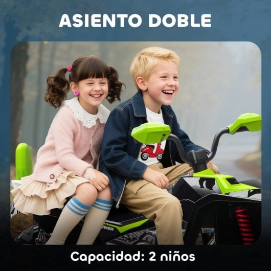 Aiyaplay Quad Eléctrico Para Niños De 3-8 Años 24v Con 2 Motores Verde