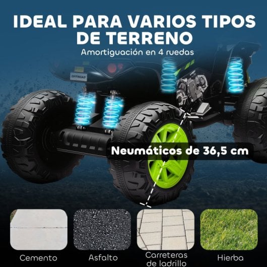 Aiyaplay Quad Eléctrico Para Niños De 3-8 Años 24v Con 2 Motores Verde