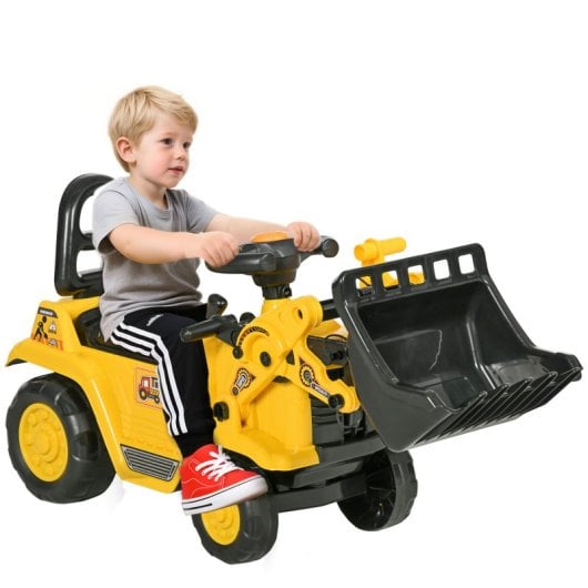 Homcom Tractor A Pedales Para Niños De 18 A 48 Meses Con Pala Bocina Amarillo