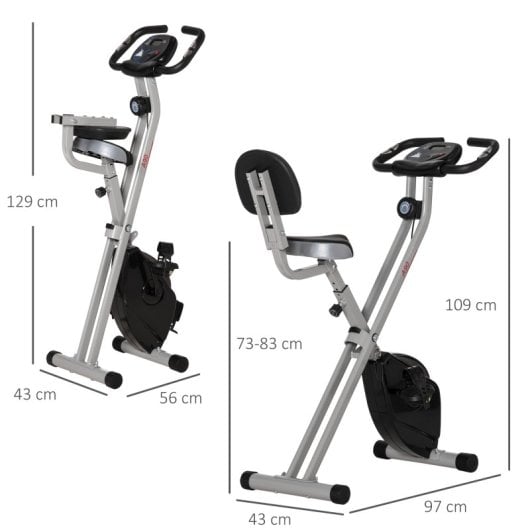 Homcom Bicicleta Estática Plegable Con Respaldo 8 Niveles De Resistencia Volante