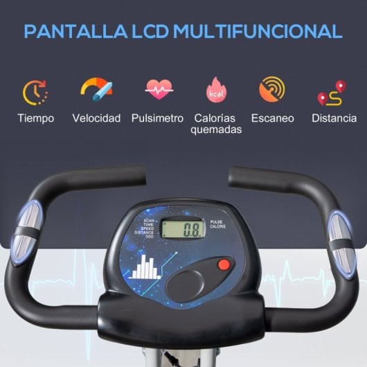Homcom Bicicleta Estática Plegable Con Respaldo 8 Niveles De Resistencia Volante