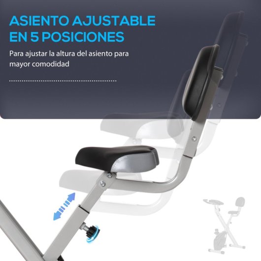 Homcom Bicicleta Estática Plegable Con Respaldo 8 Niveles De Resistencia Volante