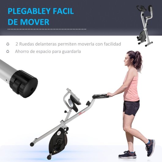 Homcom Bicicleta Estática Plegable Con Respaldo 8 Niveles De Resistencia Volante