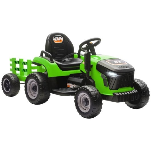 Aiyaplay Tractor Eléctrico Para Niños Con Remolque Desmontable Verde