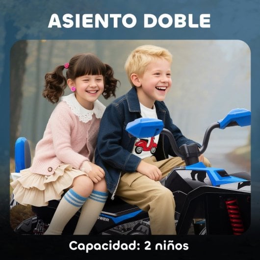 Aiyaplay Quad Eléctrico Para Niños De 3-8 Años 24v Con 2 Motores Azul