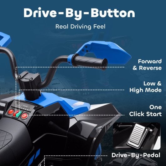 Aiyaplay Quad Eléctrico Para Niños De 3-8 Años 24v Con 2 Motores Azul