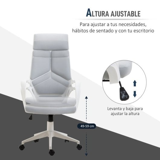 Homcom Silla De Oficina Giratoria De Malla Función Basculante Y Altura Ajustable