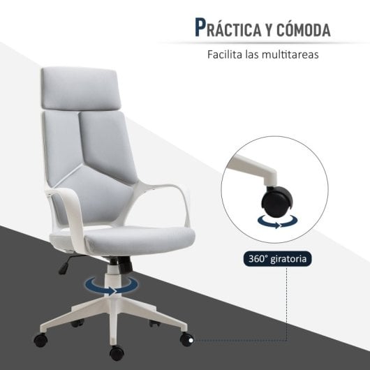 Homcom Silla De Oficina Giratoria De Malla Función Basculante Y Altura Ajustable