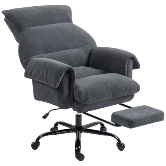 Homcom Silla De Escritorio Con Reposapiés Respaldo Reclinable Y Alto Gris Oscuro