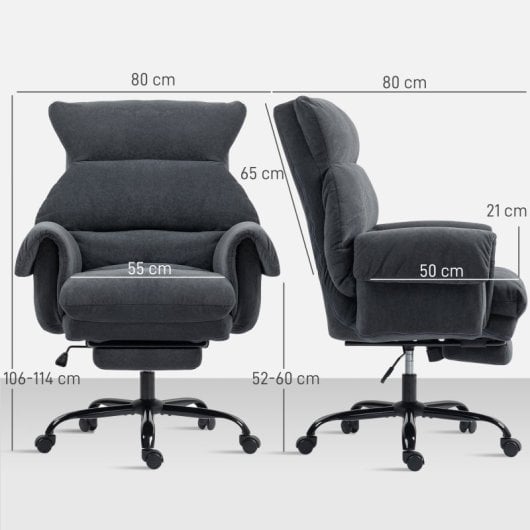 Homcom Silla De Escritorio Con Reposapiés Respaldo Reclinable Y Alto Gris Oscuro