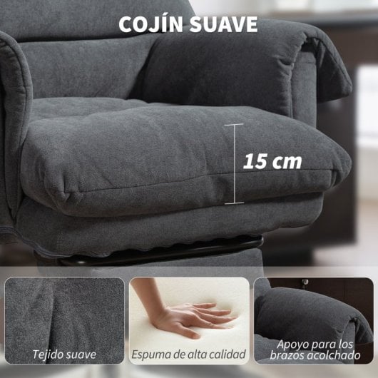 Homcom Silla De Escritorio Con Reposapiés Respaldo Reclinable Y Alto Gris Oscuro