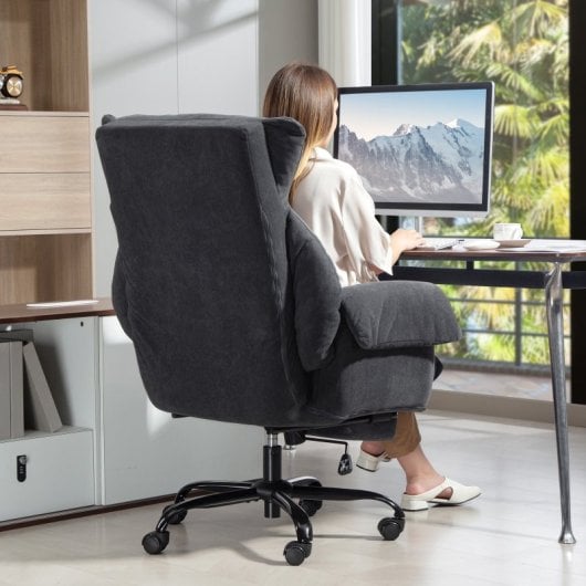 Homcom Silla De Escritorio Con Reposapiés Respaldo Reclinable Y Alto Gris Oscuro