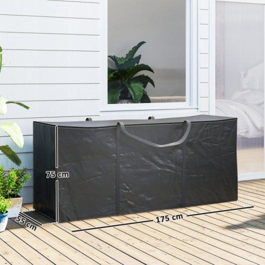 Outsunny Bolsa De Almacenamiento Para Cojines De Jardín 125x40x55cm Negro