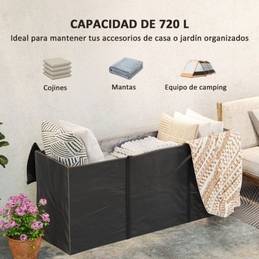 Outsunny Bolsa De Almacenamiento Para Cojines De Jardín 125x40x55cm Negro