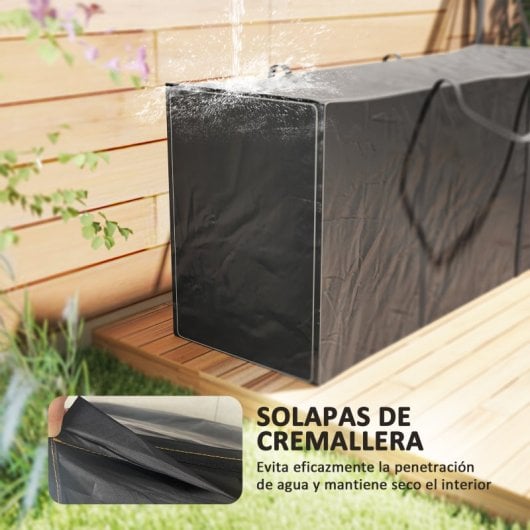 Outsunny Bolsa De Almacenamiento Para Cojines De Jardín 125x40x55cm Negro