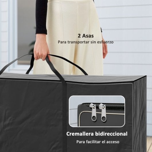 Outsunny Bolsa De Almacenamiento Para Cojines De Jardín 125x40x55cm Negro