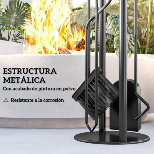 Outsunny Juego De Utensilios Para Chimenea De 5 Piezas 20x20x71 Cm Dorado