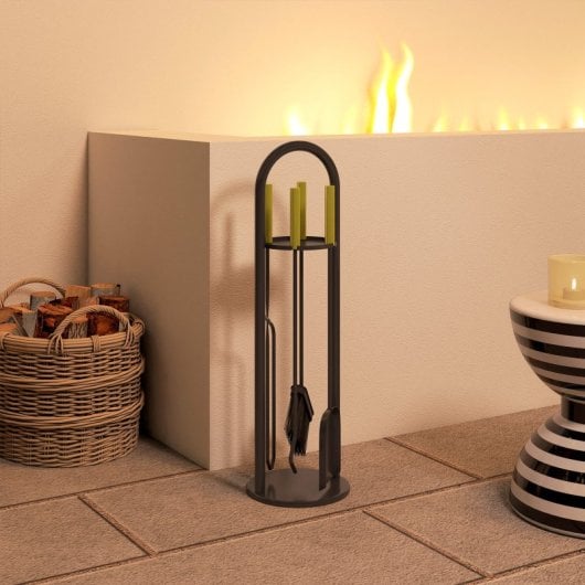 Outsunny Juego De Utensilios Para Chimenea De 5 Piezas 20x20x71 Cm Dorado