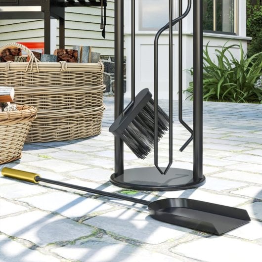 Outsunny Juego De Utensilios Para Chimenea De 5 Piezas 20x20x71 Cm Dorado
