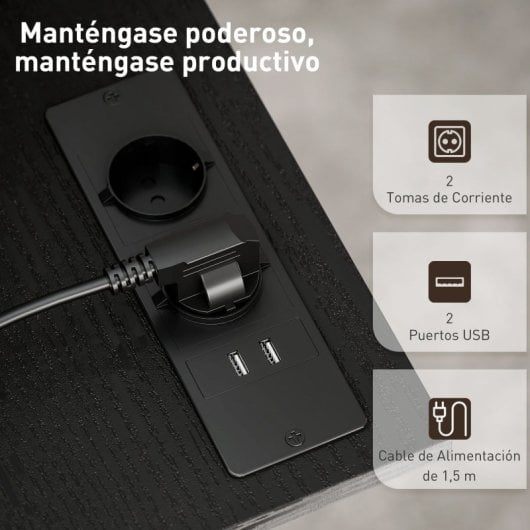 Homcom Escritorio Elevable Con Ruedas Enchufes Puertos Usb Y Altura Ajustable