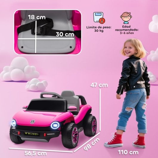Aiyaplay Coche Eléctrico Para Niños De +3 Años Volkswagen E-buggy Rosa