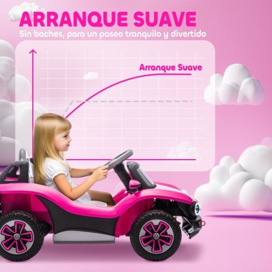 Aiyaplay Coche Eléctrico Para Niños De +3 Años Volkswagen E-buggy Rosa