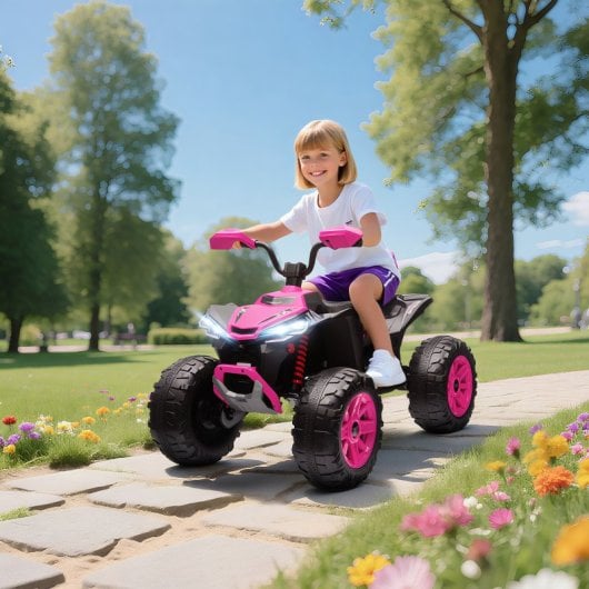 Aiyaplay Quad Eléctrico Para Niños De 3-8 Años 24v Con 2 Motores Rosa