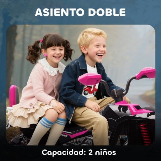 Aiyaplay Quad Eléctrico Para Niños De 3-8 Años 24v Con 2 Motores Rosa