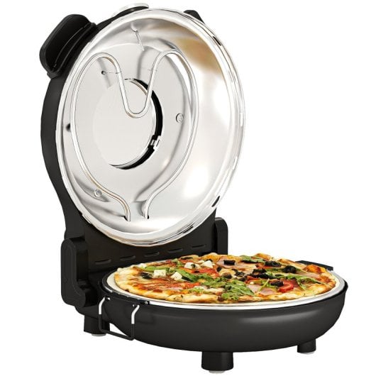 Homcom Horno Para Pizza En 5 Minutos 1200w Temporizador 15min Negro