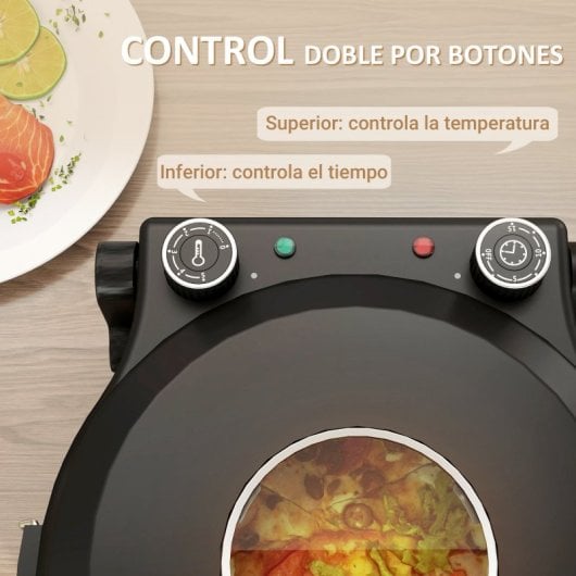 Homcom Horno Para Pizza En 5 Minutos 1200w Temporizador 15min Negro