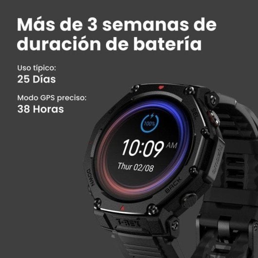 Smartwatch Amazfit T-Rex 3 Pro 48mm GPS Bluetooth linterna zafiro titanio 10 ATM Reacondicionado