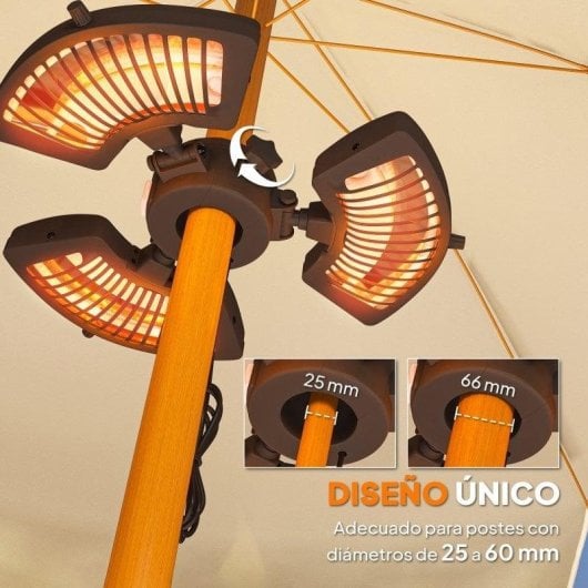 Estufa Elétrica de Infravermelhos para Exterior Outsunny 842-414V90BK 2400W com 3 Níveis de Calor