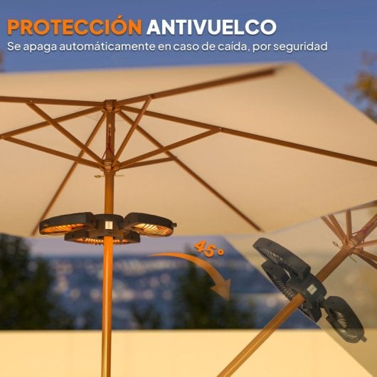 Outsunny Estufa Exterior Eléctrica 2400w Con 3 Niveles De Calor Ø55x8 Cm